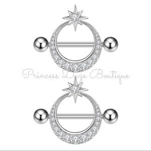 Beautiful Diamond Star Paved Nipple Ring‎ Set